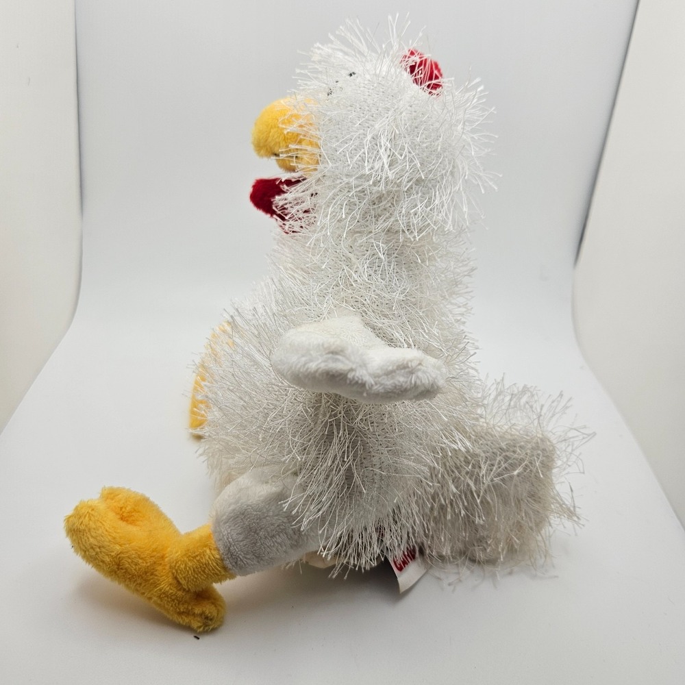 Farmhouse Chicken Plush Shaggy Hen White Yellow Red Country Decor - Picture 4 of 8